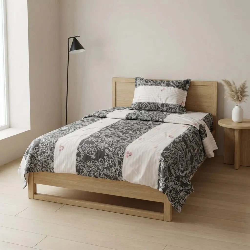 Patched Bedsheet by Pinsstripe – Single Bed, 100% Cotton