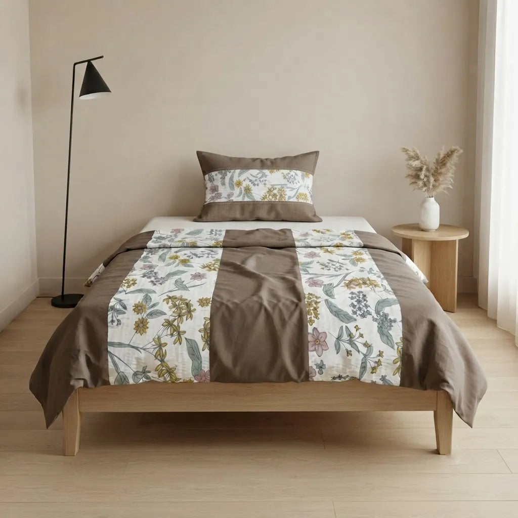 Patched Bedsheet by Pinsstripe – Single Bed, 100% Cotton