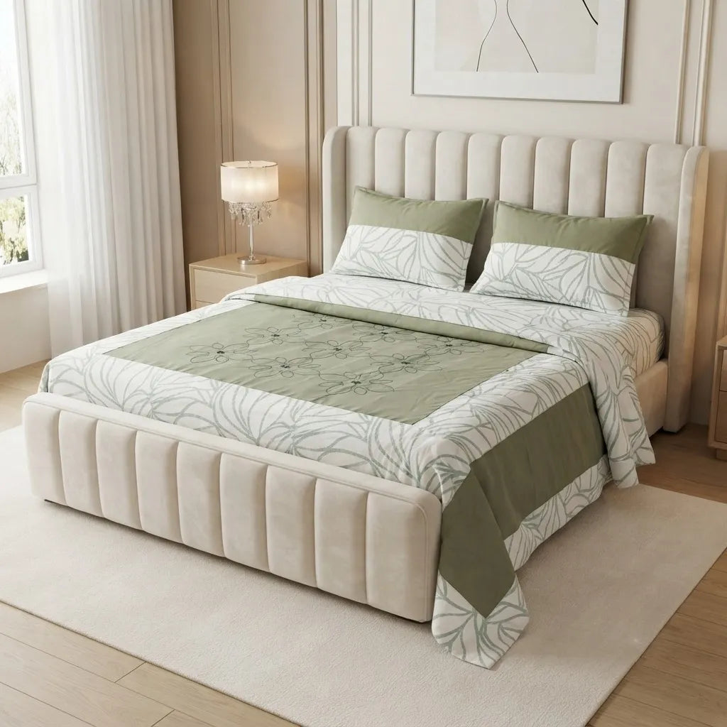 Patched Bedsheet by Pinsstripe– For Double Bed-100% Cotton