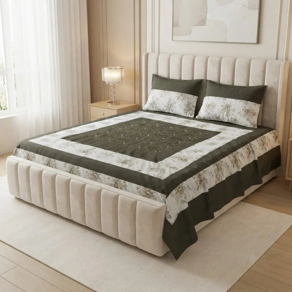 Patched Bedsheet by Pinsstripe– For Double Bed-100% Cotton