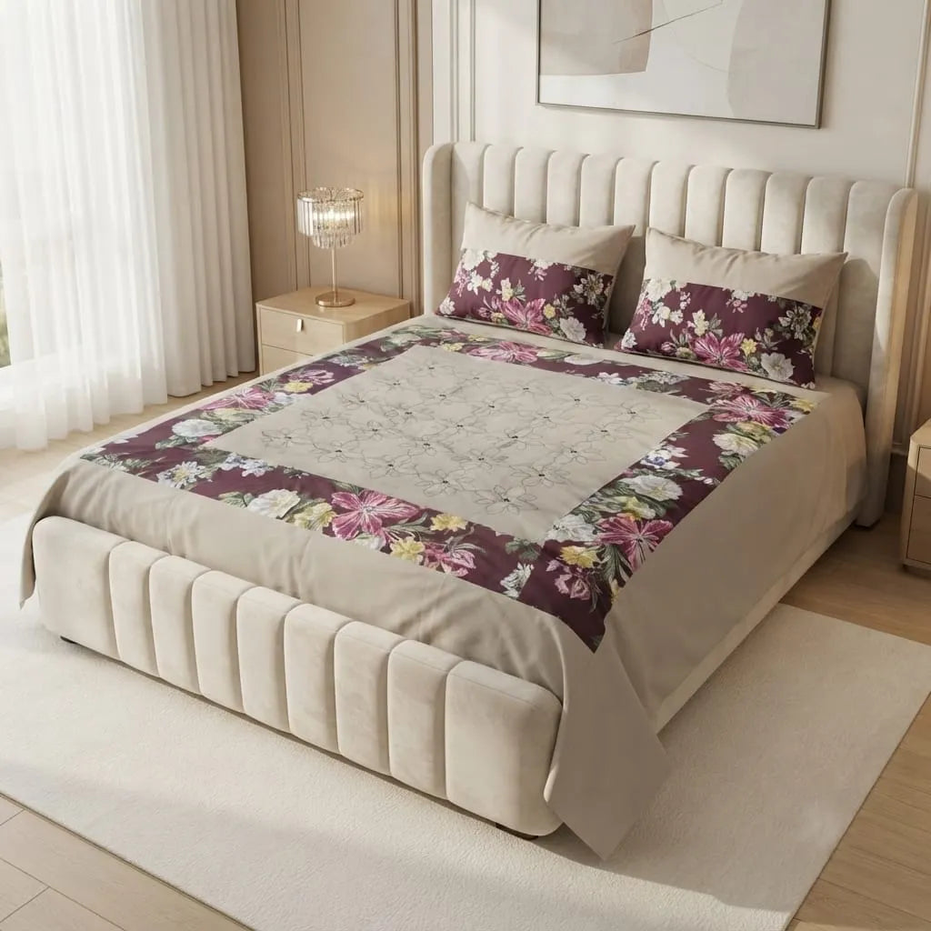 Patched Bedsheet by Pinsstripe– For Double Bed-100% Cotton