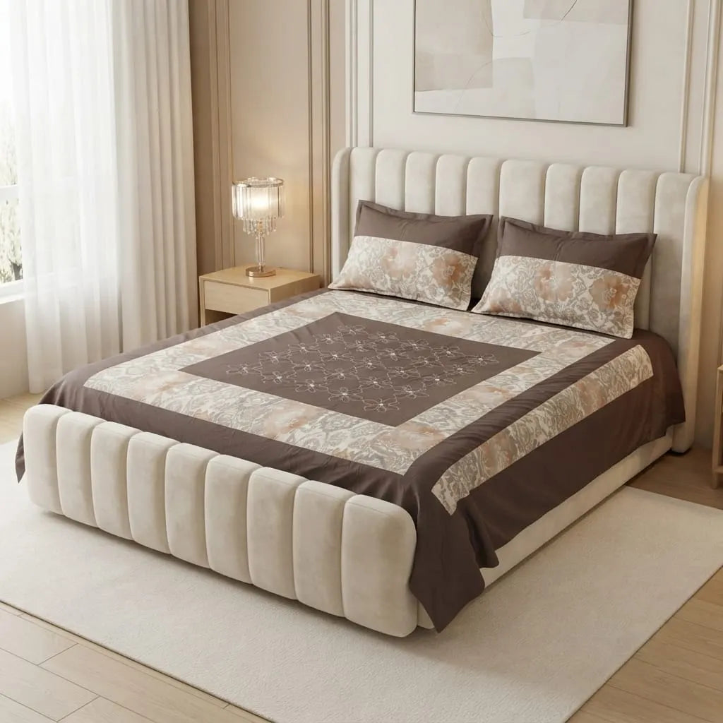 Patched Bedsheet by Pinsstripe– For Double Bed-100% Cotton