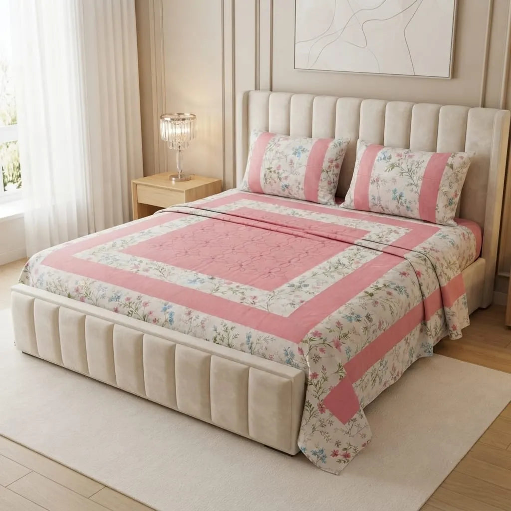 Patched Bedsheet by Pinsstripe– For Double Bed-100% Cotton
