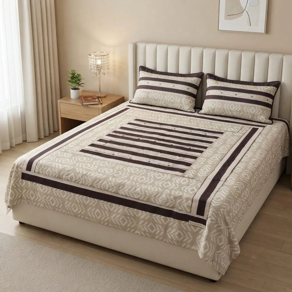 Patched Bedsheet by Pinsstripe– For Double Bed-100% Cotton