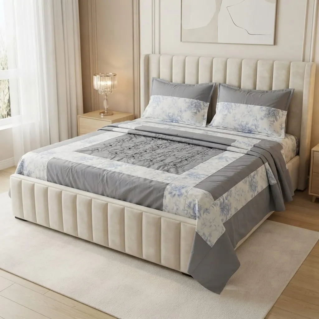 Patched Bedsheet by Pinsstripe– For Double Bed-100% Cotton