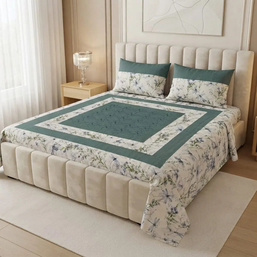 Patched Bedsheet by Pinsstripe– For Double Bed-100% Cotton