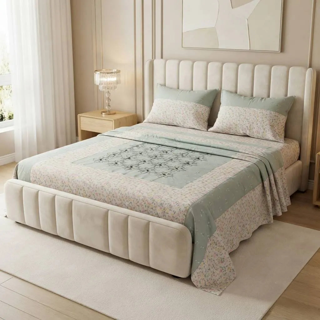 Patched Bedsheet by Pinsstripe– For Double Bed-100% Cotton