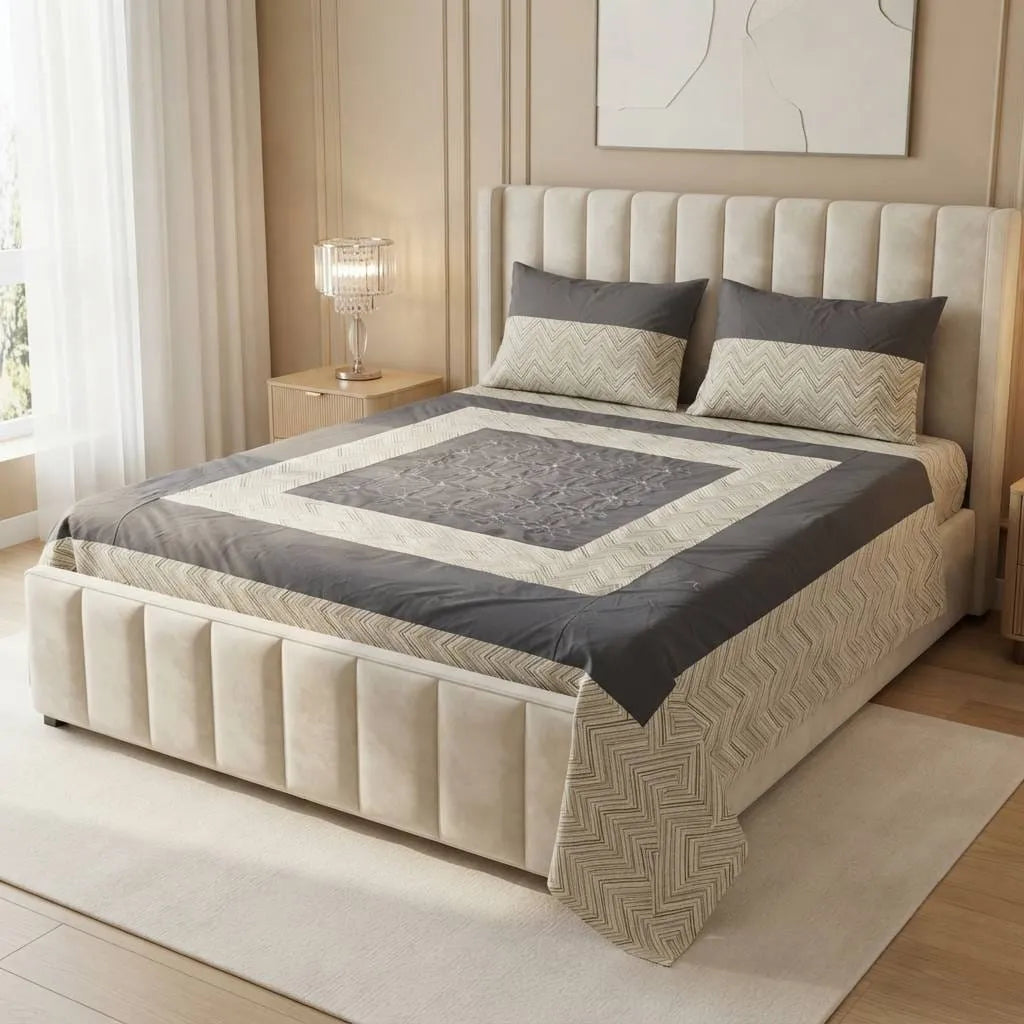 Patched Bedsheet by Pinsstripe– For Double Bed-100% Cotton