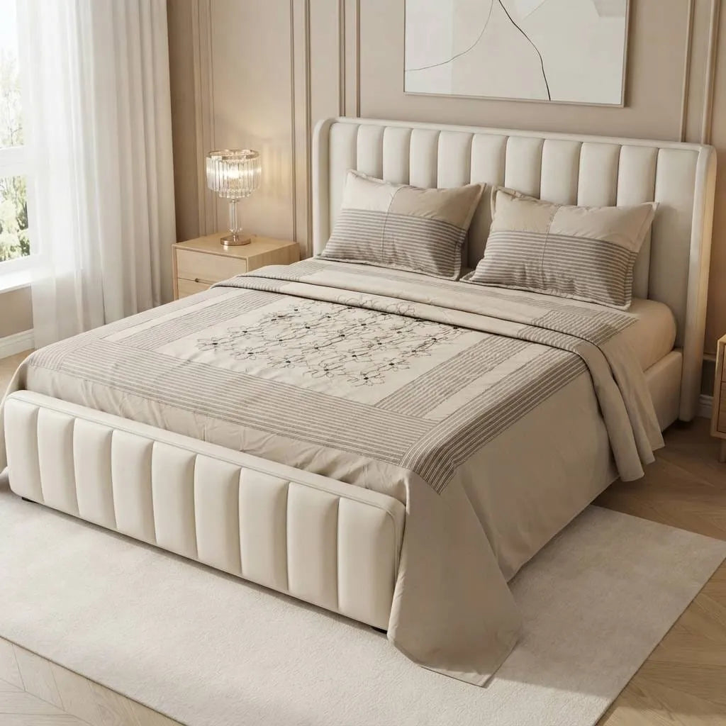 Patched Bedsheet by Pinsstripe– For Double Bed-100% Cotton