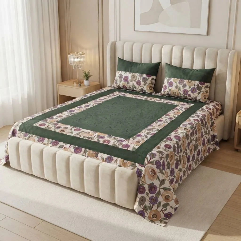 Patched Bedsheet by Pinsstripe– For Double Bed-100% Cotton