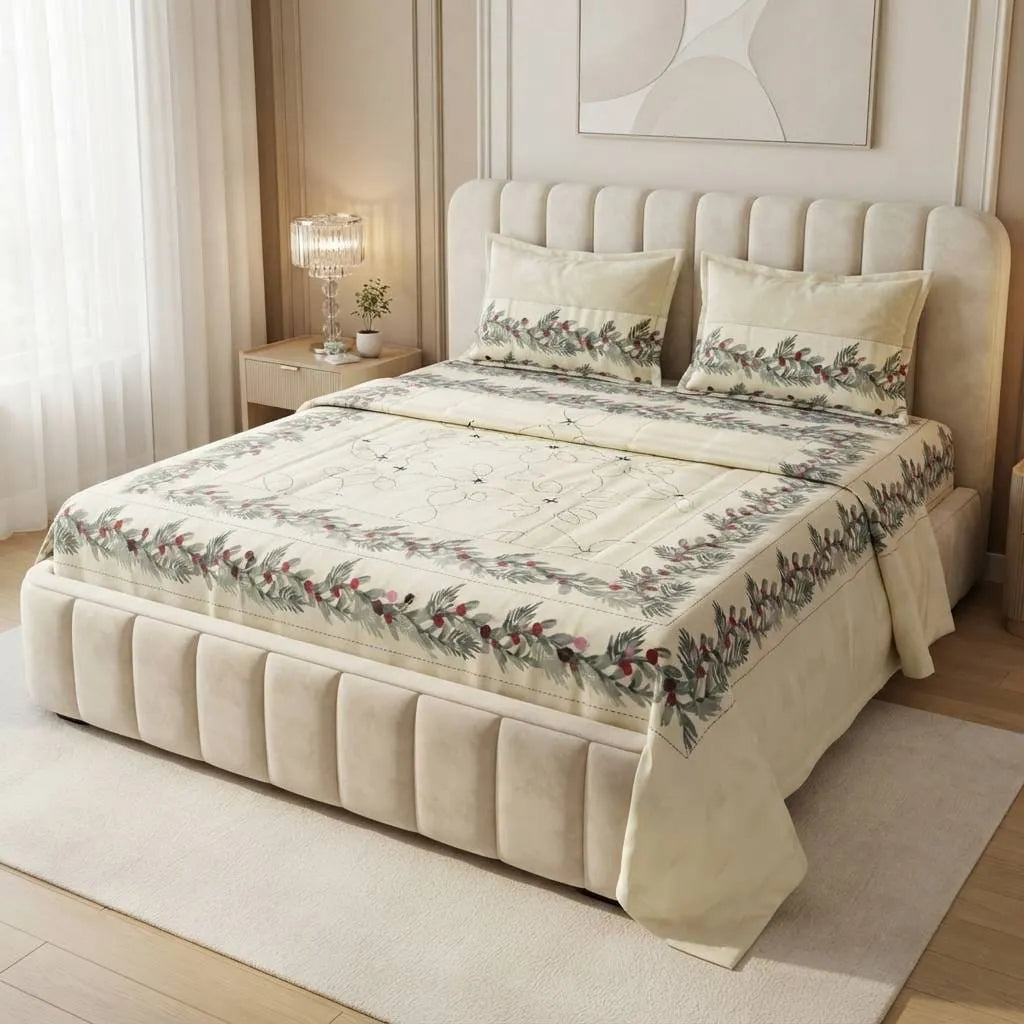 Patched Bedsheet by Pinsstripe– For Double Bed-100% Cotton