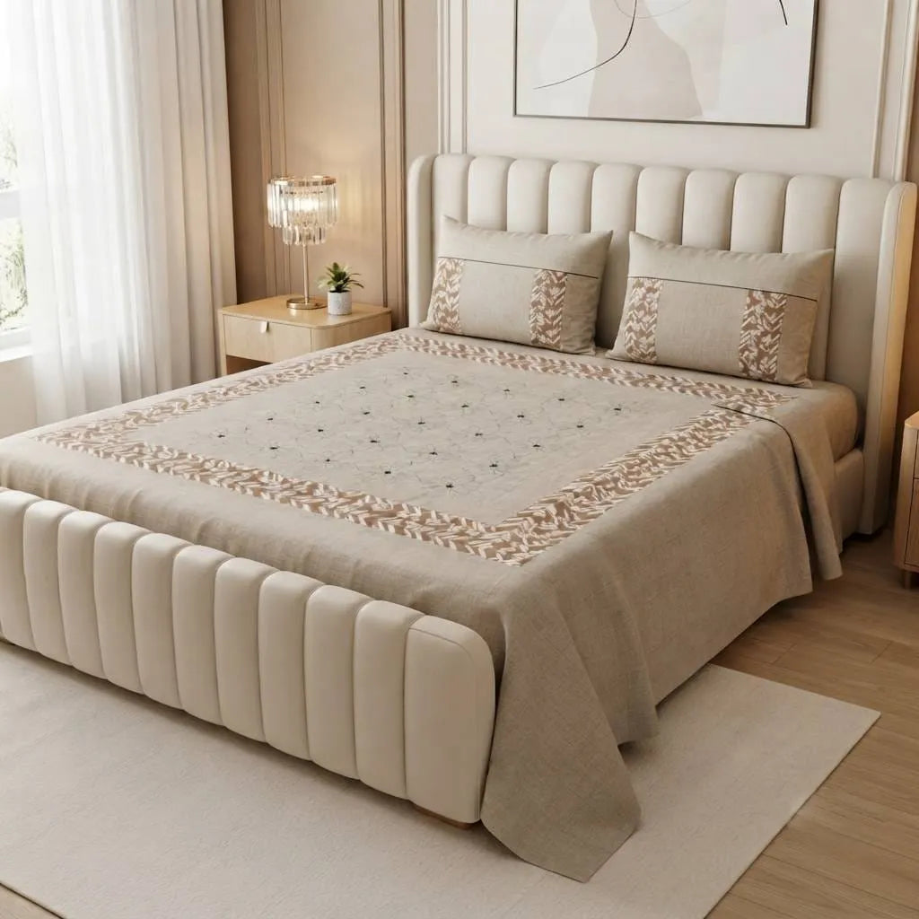 Patched Bedsheet by Pinsstripe– For Double Bed-100% Cotton