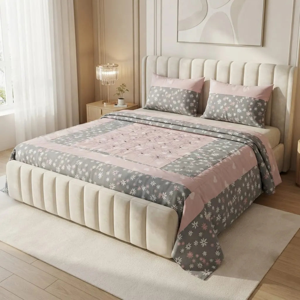 Patched Bedsheet by Pinsstripe– For Double Bed-100% Cotton
