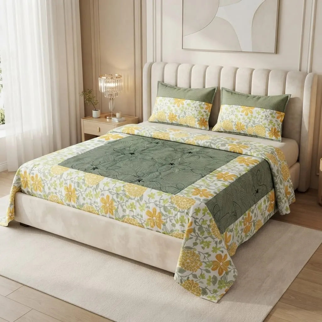 Patched Bedsheet by Pinsstripe– For Double Bed-100% Cotton