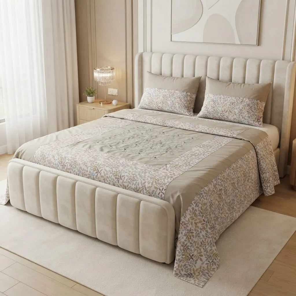 Patched Bedsheet by Pinsstripe– For Double Bed-100% Cotton