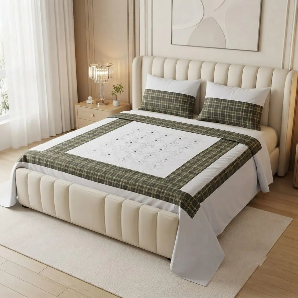 Patched Bedsheet by Pinsstripe– For Double Bed-100% Cotton