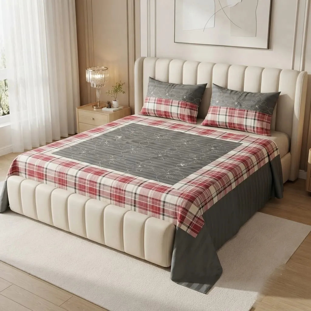 Patched Bedsheet by Pinsstripe– For Double Bed-100% Cotton