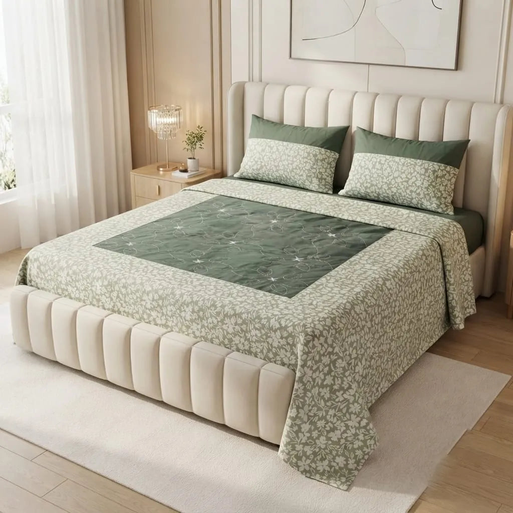 Patched Bedsheet by Pinsstripe– For Double Bed-100% Cotton