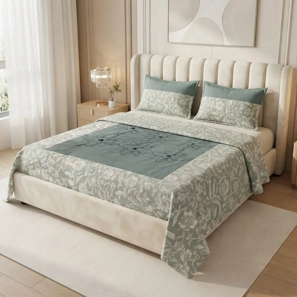 Patched Bedsheet by Pinsstripe– For Double Bed-100% Cotton