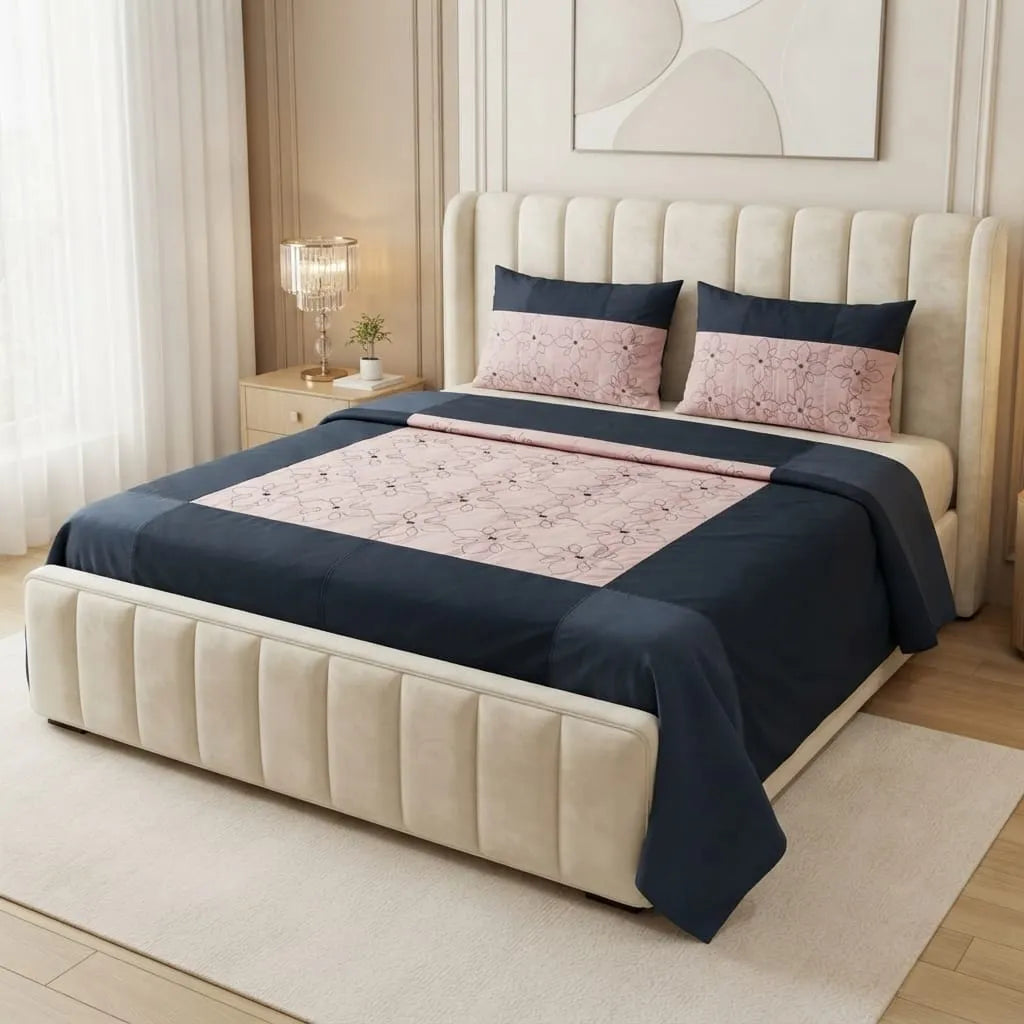 Patched Bedsheet by Pinsstripe– For Double Bed-100% Cotton