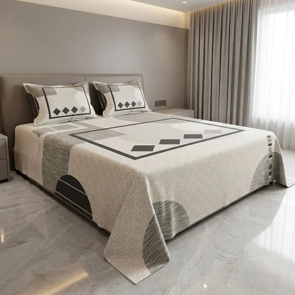 Printed Bedsheet DoubleBed 100% Cotton by Pinsstripe