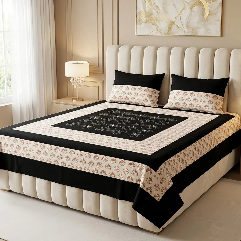 Patched Bedsheet by Pinsstripe– For Double Bed-100% Cotton
