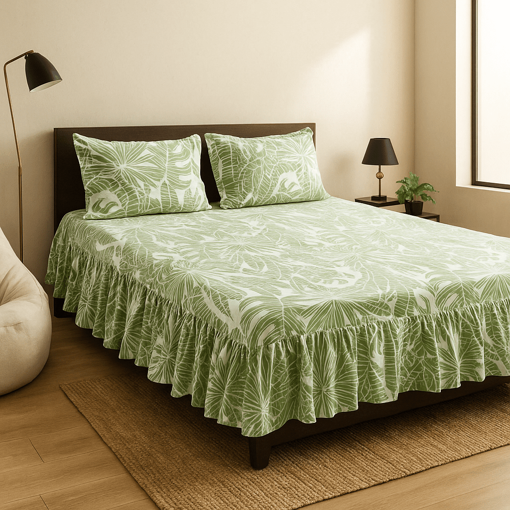 Bedsheet with Side Frills in Cotton | Pinterest Vibes by Pinsstripe - Pinsstripe