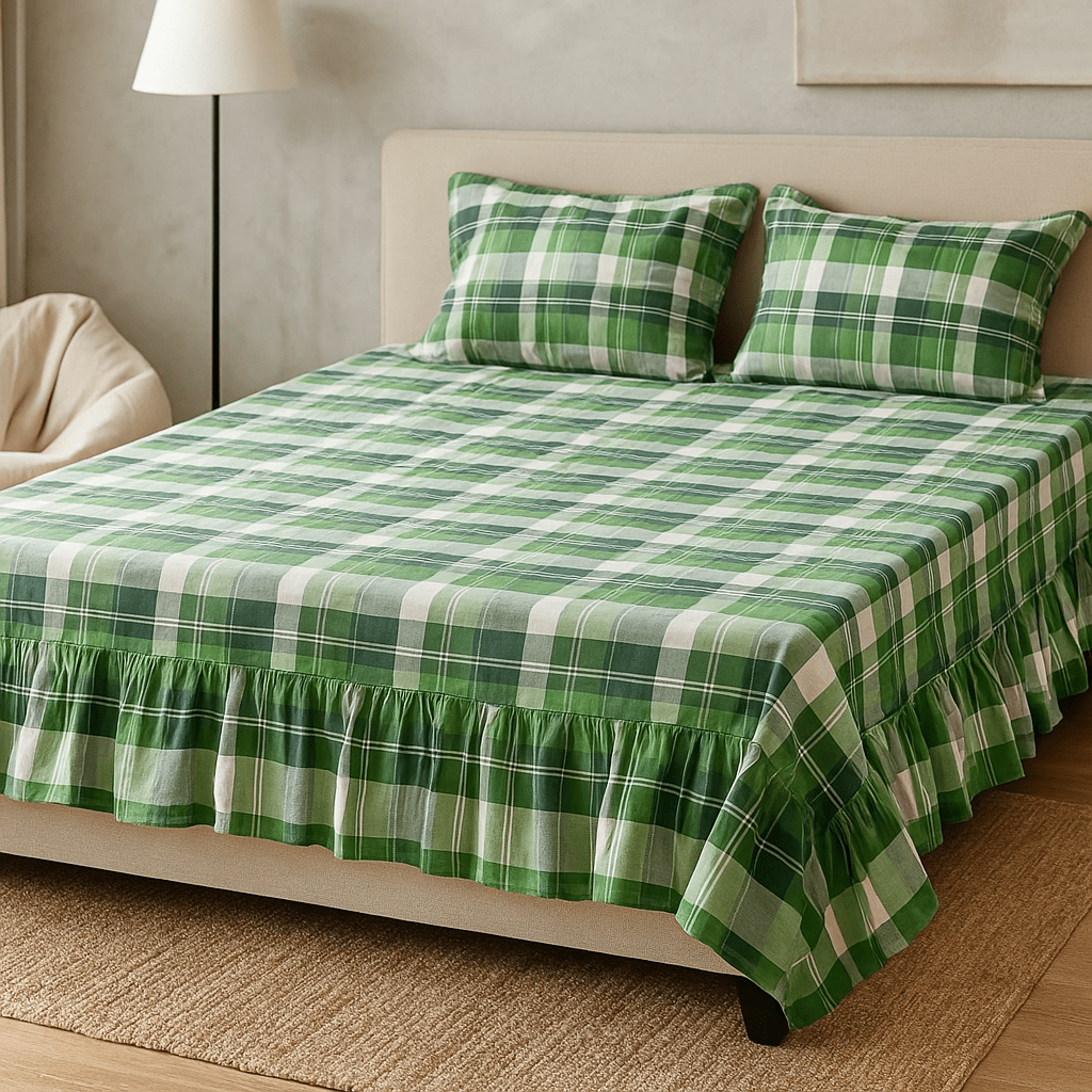 Bedsheet with Side Frills in Cotton | Pinterest Vibes by Pinsstripe - Pinsstripe