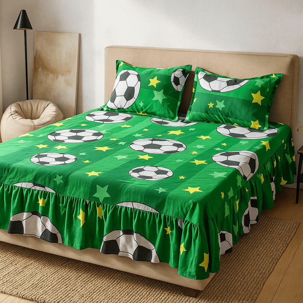 Bedsheet with Side Frills in Cotton | Pinterest Vibes by Pinsstripe - Pinsstripe