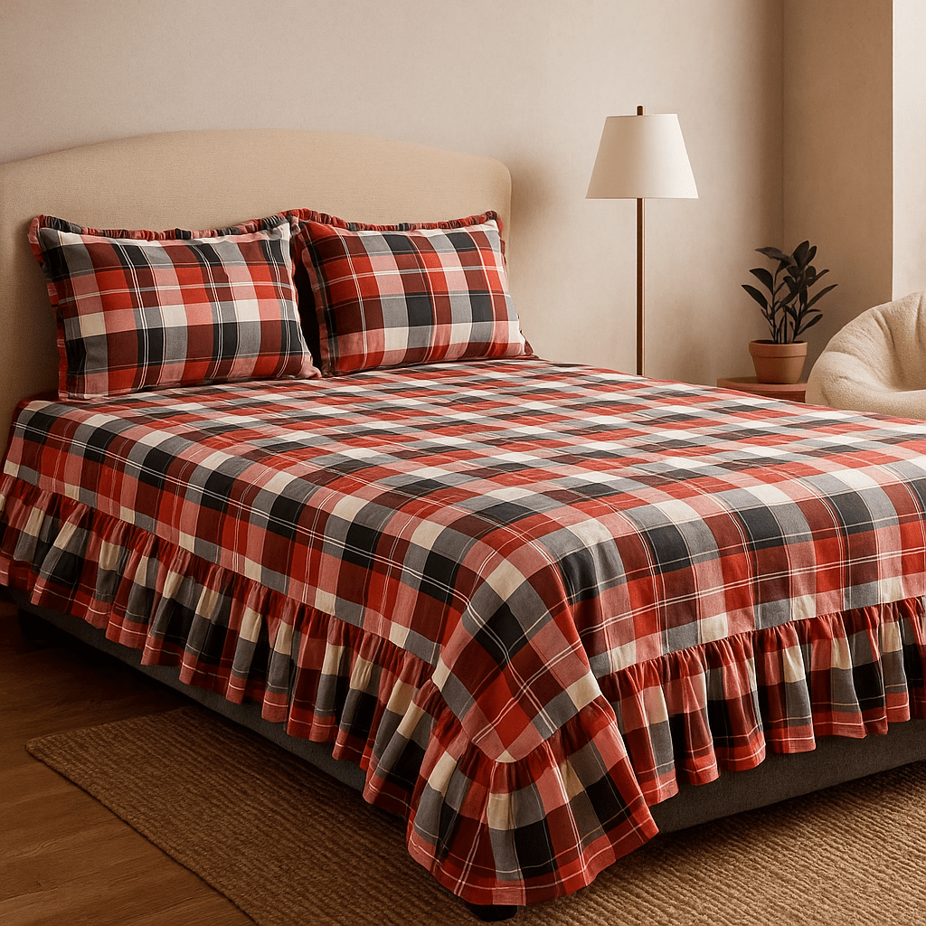 Bedsheet with Side Frills in Cotton | Pinterest Vibes by Pinsstripe - Pinsstripe