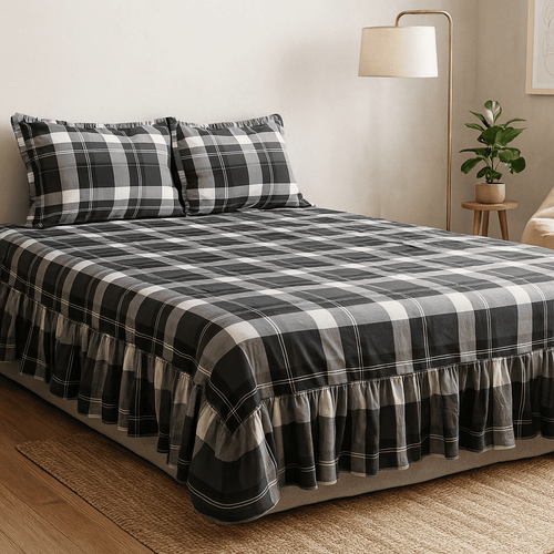 Bedsheet with Side Frills in Cotton | Pinterest Vibes by Pinsstripe - Pinsstripe