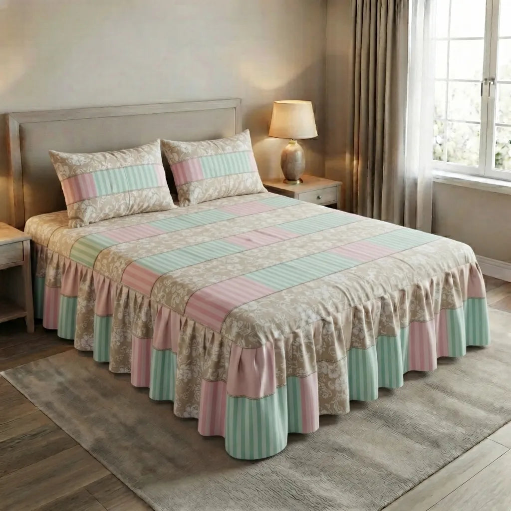 Patched Bedsheet by Pinsstripe– For Double Bed-100% Cotton