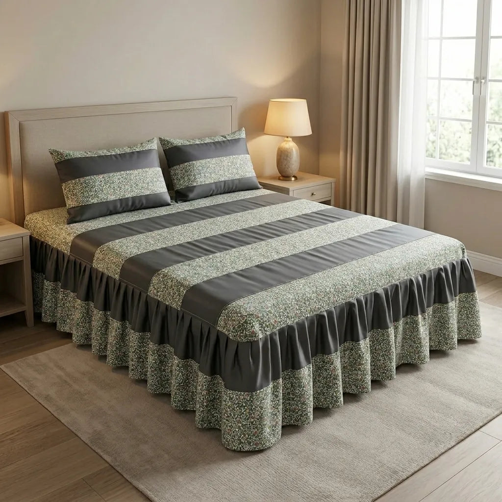 Patched Bedsheet by Pinsstripe– For Double Bed-100% Cotton