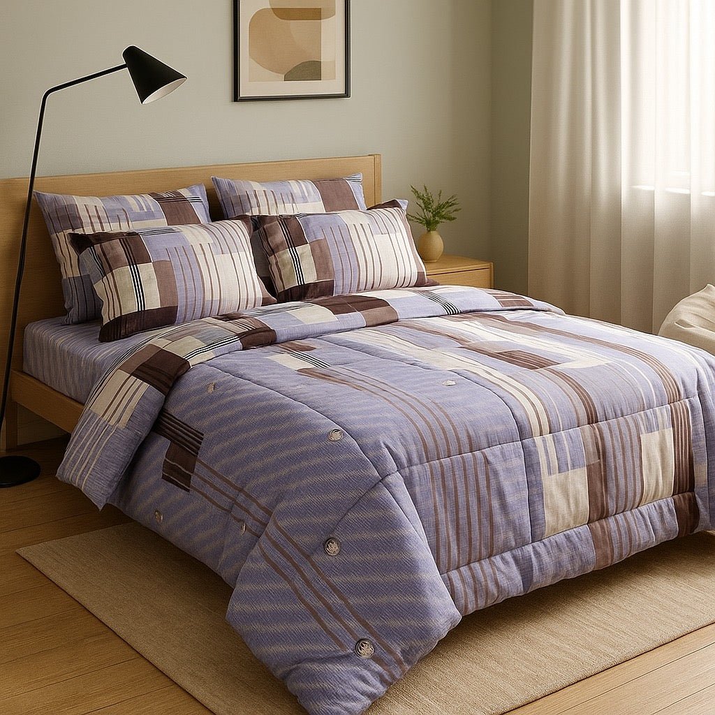 Razai Set - 6pc - Pure Cotton - Double Bed by Pinsstripe - Pinsstripe