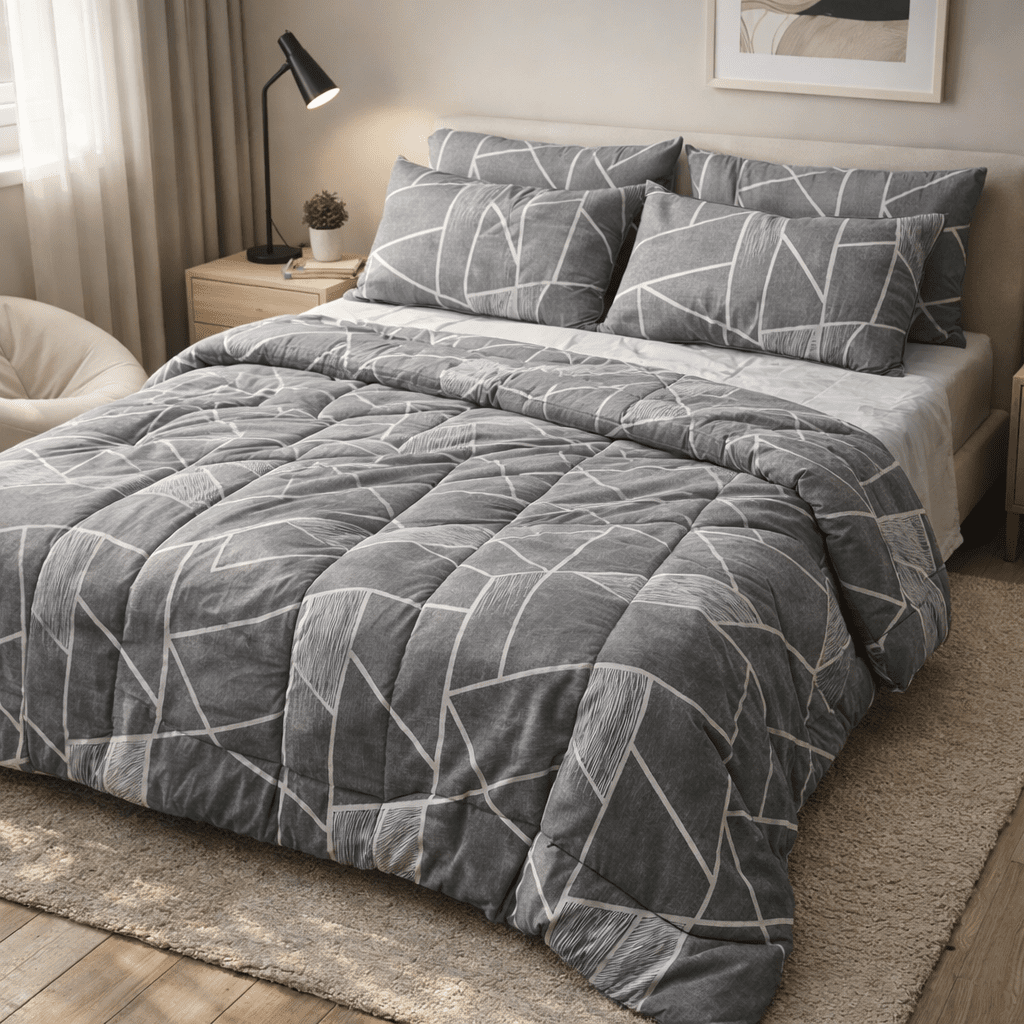 Razai Set - 6pc - Pure Cotton - Double Bed by Pinsstripe - Pinsstripe